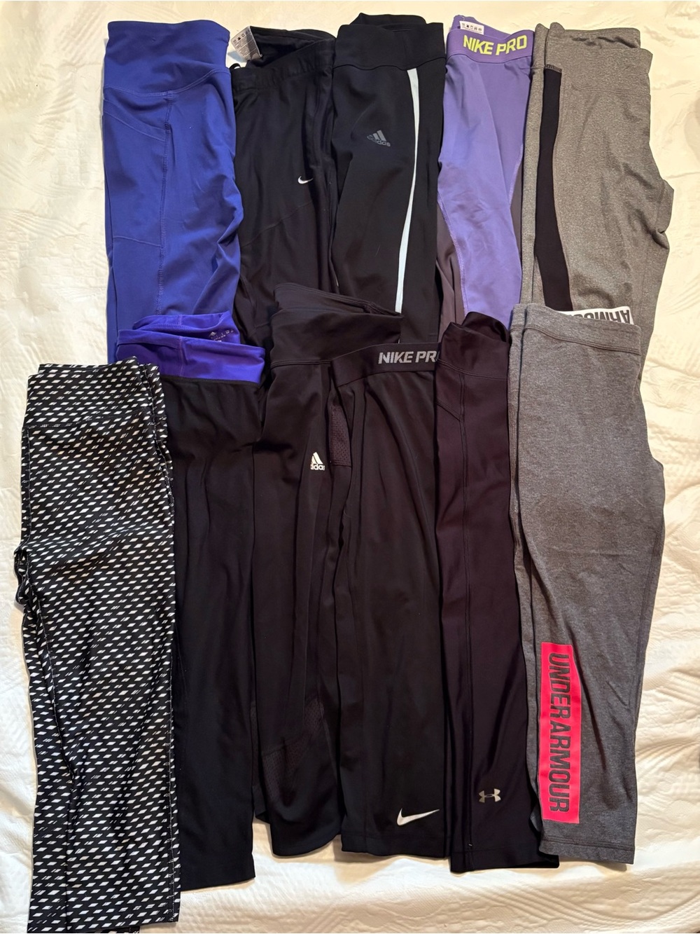Women’s Small Leggings Lot of 11 Pack Nike Under Armour Adidas 3/4 Length